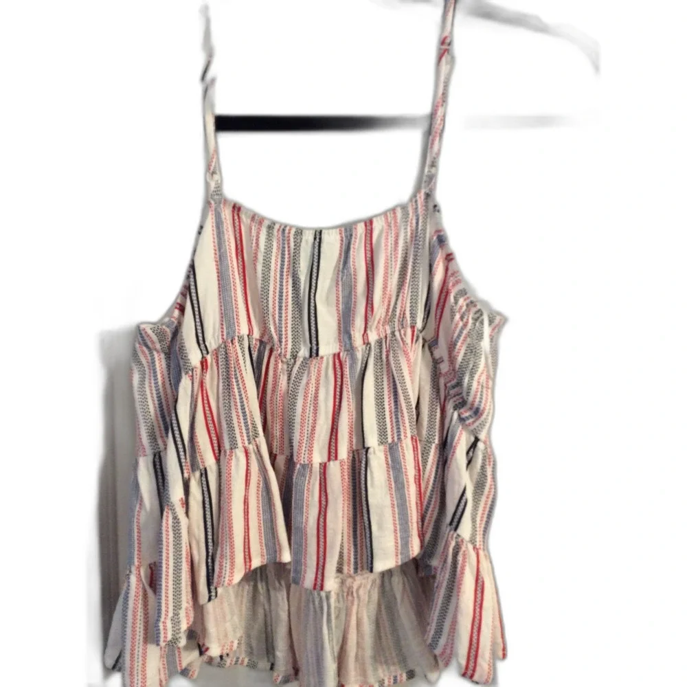 Jun & Ivy striped front tye cropped tank top Medium M